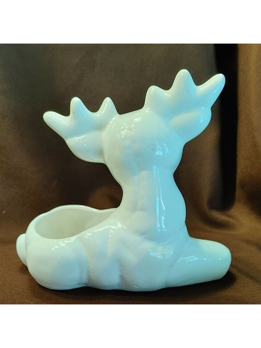 Vintage Ceramic Quilted White Deer Reindeer Planter Vase - Picture 4 of 10